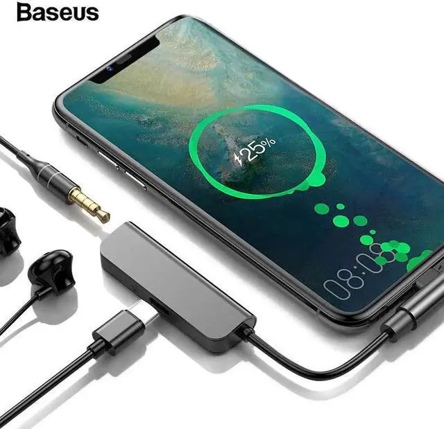Main image of Baseus USB Type C to 3.5mm Jack Earphone Aux Adapter PD 18W USB C Type C OTG Cable For Huawei Samsung Note 10 Plus USBC Splitter