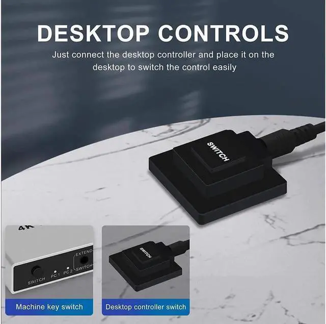 Alt view image 2 of 7 - USB KVM Switch 2 Port 4K 60Hz USB and DP Switch for 2 Computers Share Keyboard Mouse Printer Monitor for Laptop,PC, Xbox HDTV, with 2x USB Cable, 1x Switch Button Cable, 1x Power Cable