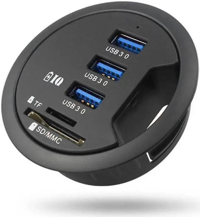 Main image of 3 Port USB 3.0 Splitter Desk Round Hole USB Hubs with Card Reader Computer USB Hubs Converter Laptop PC