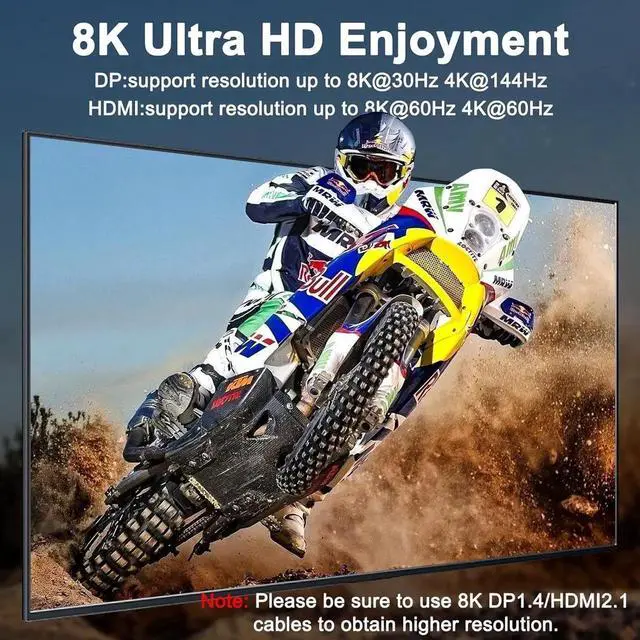 Alt view image 4 of 6 - KVM Switch 3 Monitors 3 Computers 8K@60Hz 4K@144Hz, Camgeet HDMI+2 Displayport KVM Switch Triple Monitor for 3 Computer Share 3 Monitor and 4 USB3.0 Devices,Wired Remote and 12V power adapter Included