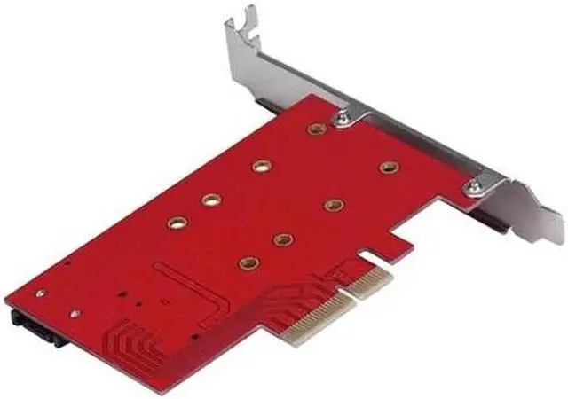 Alt view image 2 of 2 - 2 Port NGFF M.2 B + M Key SSD To PCI-E PCI Express 4X Adapter Card