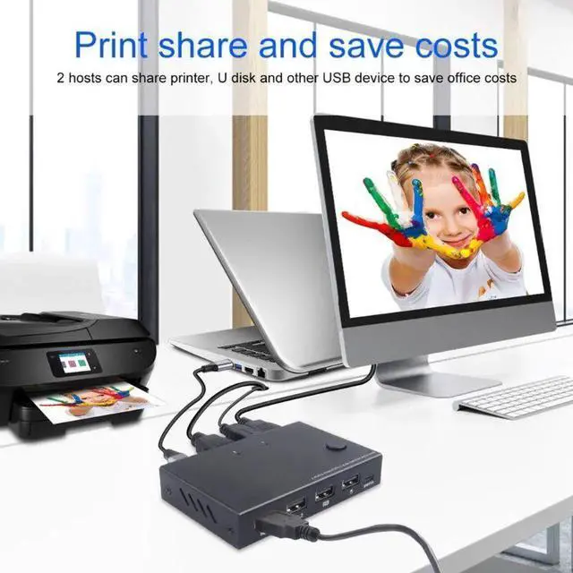 Alt view image 2 of 6 - 634A Practical TYPE-C KVM Switch Printers Share a Computer Display Excellent Picture Process &Transmission