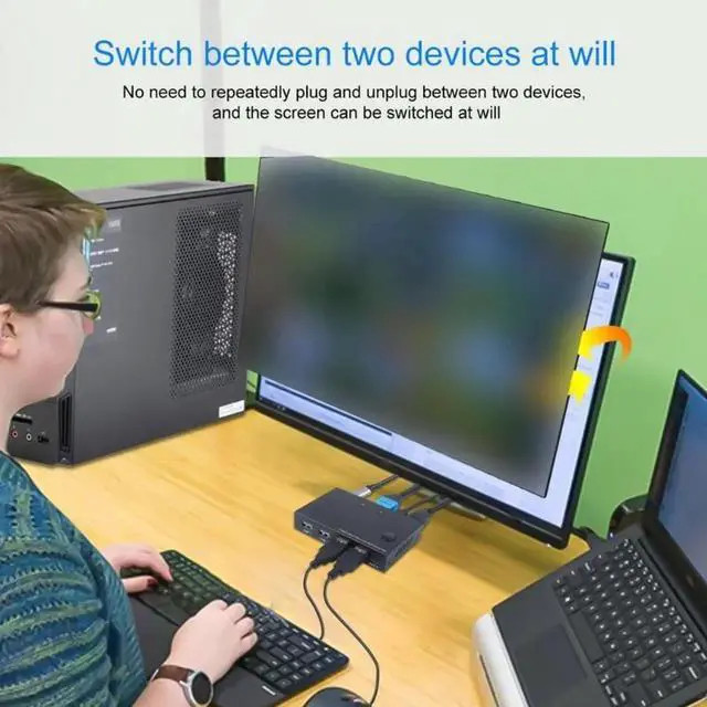 Alt view image 6 of 6 - 634A Practical TYPE-C KVM Switch Printers Share a Computer Display Excellent Picture Process &Transmission