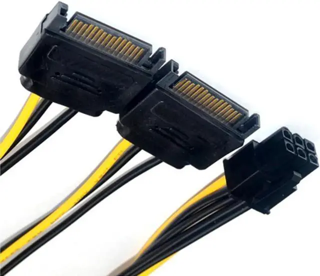 Alt view image 4 of 6 - Marsnaska SATA Power Cable 15 Pin To 6 Pin PCI EXPRESS PCI-E Sata Graphics Converter Adapter Video Card Power Cable cord