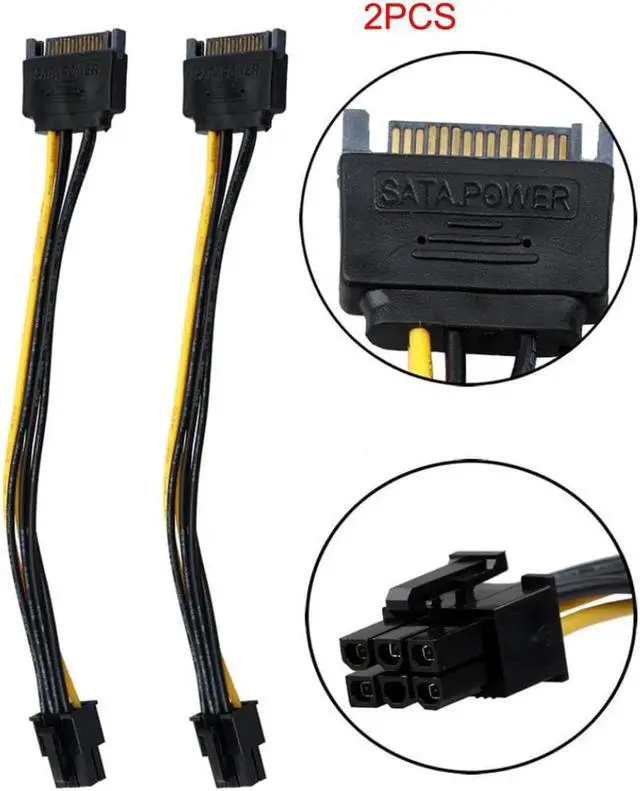 Alt view image 6 of 6 - 2pcs SATA Power Cable 15 Pin To 6 Pin PCI EXPRESS PCI-E Sata Graphics Converter Adapter Video Card Power Cable Cord