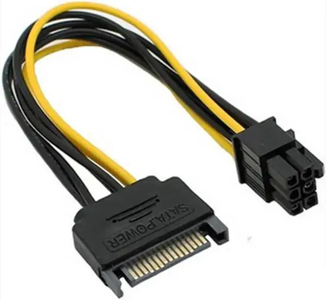 Main image of 2pcs SATA Power Cable 15 Pin To 6 Pin PCI EXPRESS PCI-E Sata Graphics Converter Adapter Video Card Power Cable Cord