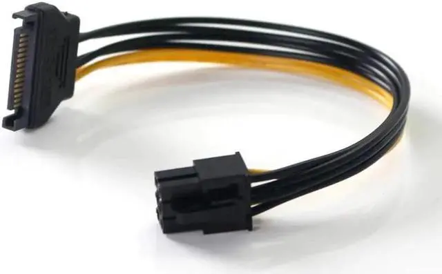 Alt view image 5 of 6 - 20CM SATA Mining Riser Power Cable Serial ATA 15pin to 6 Pin PCI-E PCIE Express Graphics Converter Adapter Cables