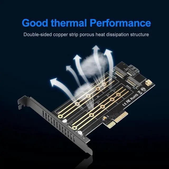 Alt view image 3 of 6 - PCIE to M2 Hard Disk Adapter Expansion Cards PCI E X4 3.0 M.2 SSD SATA/NVME Protocol NGFF M key/B key/B&M key Computer