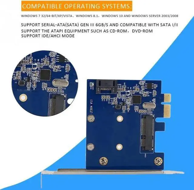 Alt view image 6 of 6 - High Speed Desktop Computer PCI-E to mSATA SATA 3.0 6Gb/s III Controller Card Adapters