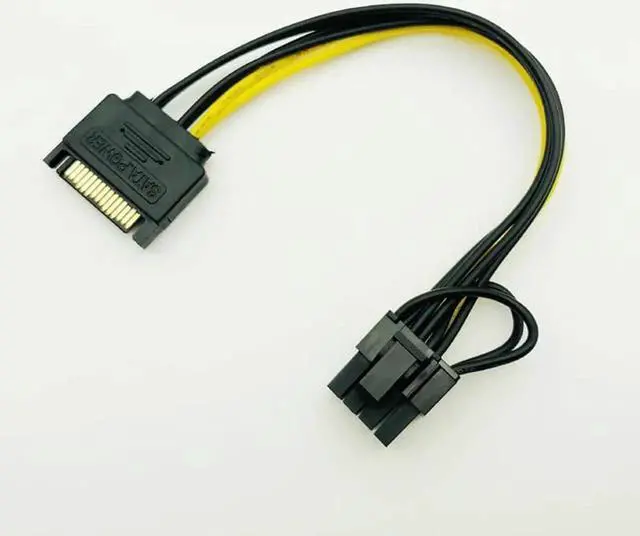 Main image of 5PCS 15pin SATA Male to 8pin(6+2) PCI-E Power Supply Cable 20cm SATA Cable 15-pin to 8 pin cable 18AWG Wire for Graphic Card