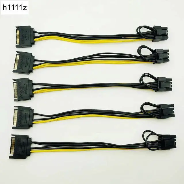 Alt view image 5 of 6 - 5PCS 15pin SATA Male to 8pin(6+2) PCI-E Power Supply Cable 20cm SATA Cable 15-pin to 8 pin cable 18AWG Wire for Graphic Card