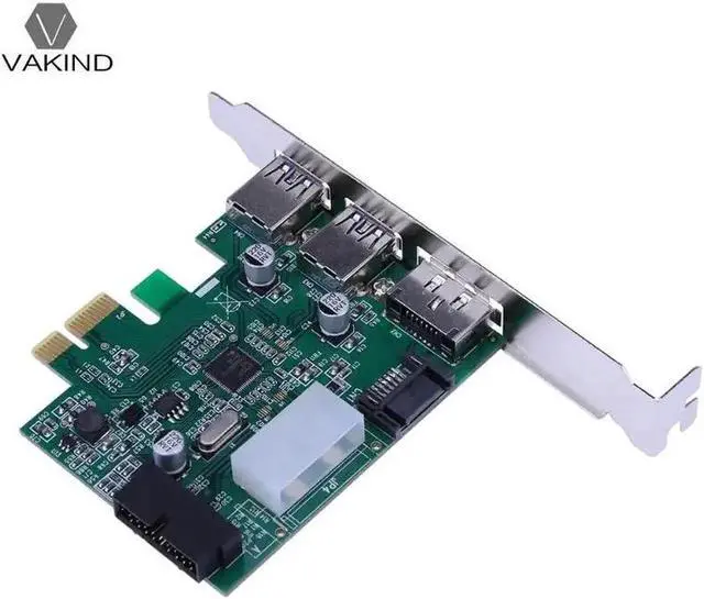 Alt view image 6 of 6 - Desktop Computer PCI-E PCI Express 2P USB 3.0+ 19Pin USB 3.0+ External Power eSATA UPD720201 Chip Extension Card Hard Drive