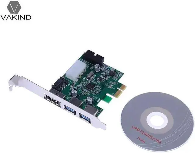 Alt view image 3 of 6 - Desktop Computer PCI-E PCI Express 2P USB 3.0+ 19Pin USB 3.0+ External Power eSATA UPD720201 Chip Extension Card Hard Drive