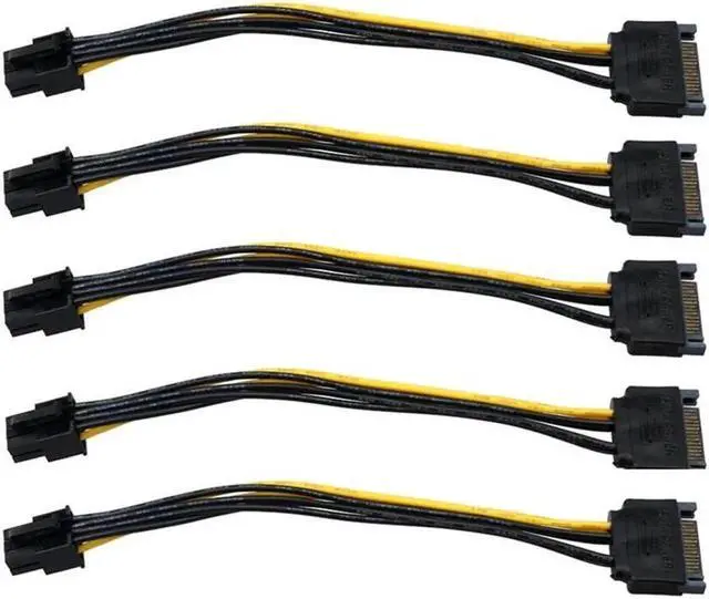 Alt view image 4 of 6 - 5Pcs SATA Power Cable 15 Pin To 6 Pin PCI EXPRESS PCI-E Sata Graphics Converter Adapter Video Card Power Cable CordDigital