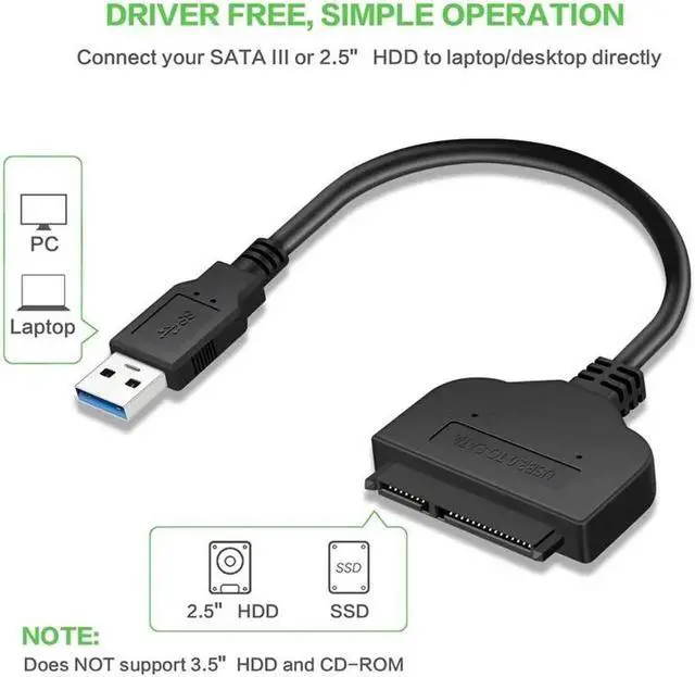 Alt view image 3 of 5 - SATA Cable 22 Pin SATA To USB 3.0 2.5 Inch Hard Drive Adapter Cable Converter For 2.5" Laptop HDD SSD 20cm Length