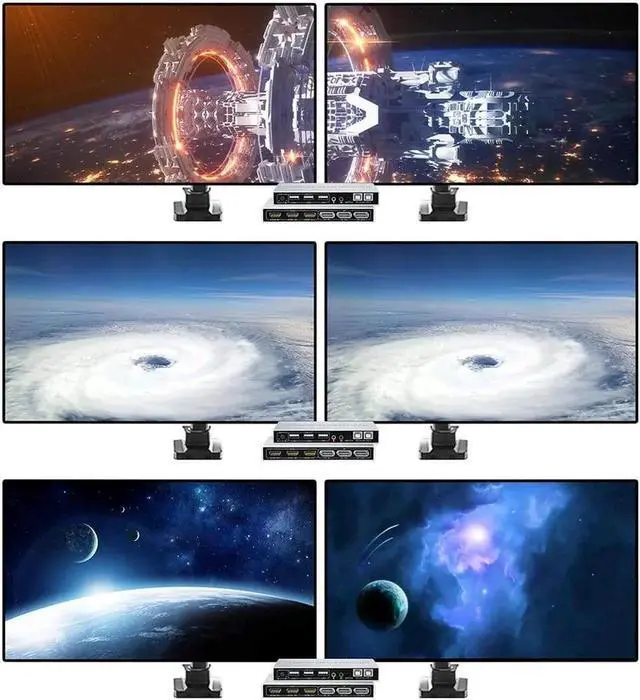 Alt view image 6 of 6 - Monitor DisplayPort HDMI KVM Switch 2x2 4K@60Hz 2-Port Extended Display 2 in 2 Out DP HDMI KVM Switch 2 Monitors 2 Computer