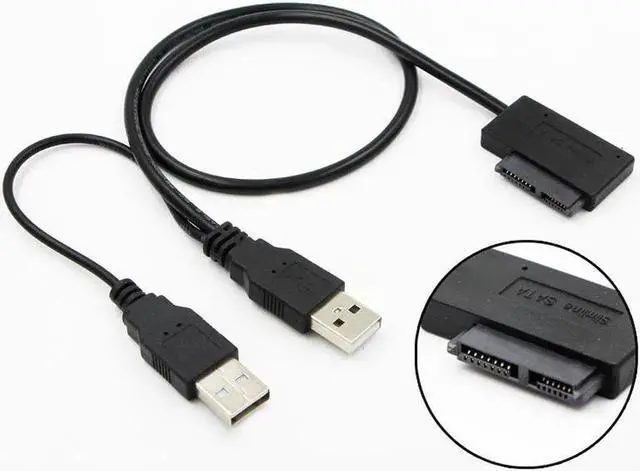 Main image of USB 2.0 to 6+7 13Pin Slimline Slim SATA Cable with External USB2.0 Power Supply for Laptop CD ROM DVD ROM for HDD Caddy