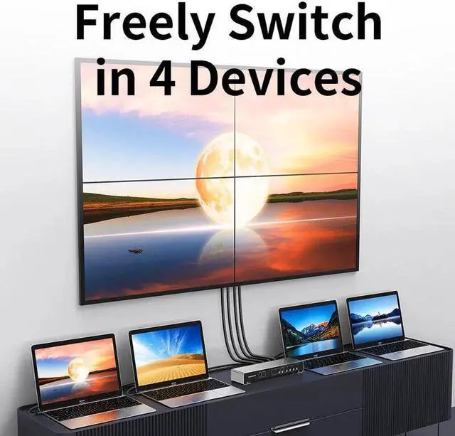 Alt view image 3 of 6 - HDMI DVI Video Wall Controller 4 In 4 Out 1080P TV Splicing 1X2 1X3 1X4 2X1 3x1 4X1 2X2 HDMI Splitter Switch