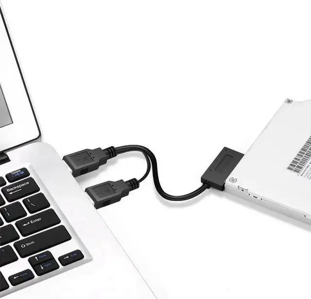 Alt view image 3 of 6 - USB2.0 to 6+7 13Pin Slimline Slim SATA Cable With External USB 2.0 Power Supply For Laptop CD ROM DVD ROM ODD Adapter Converter