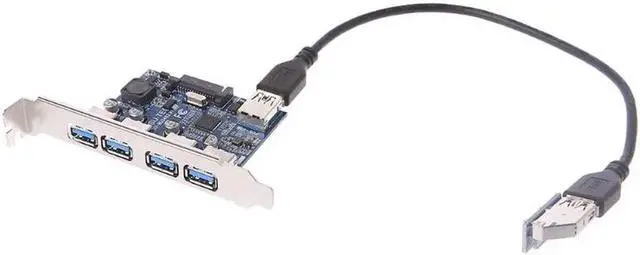 Alt view image 5 of 6 - 4 Ports PCI-E 1X To USB 3.0 Hub Adapter Expansion Card Board With USB Cable