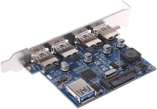 Alt view image 6 of 6 - 4 Ports PCI-E 1X To USB 3.0 Hub Adapter Expansion Card Board With USB Cable