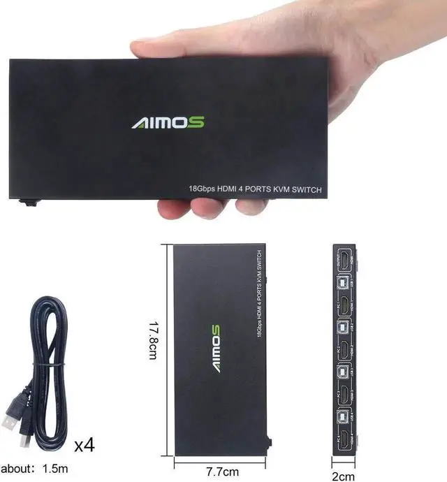 Alt view image 5 of 6 - HDMI KVM Switch with Hub Function, USB 4 Port Computer Keyboard Mouse Switch Box Support 4K for Laptop, PC, Xbox HDTV