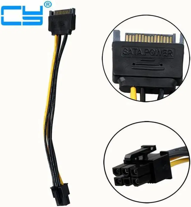 Main image of 5pcs/lot 15Pin SATA TO PCI-E 6Pin Adapter Power Supply Cable CORD 18AWG Wire For PCIe Graphics Video Display Card PC DIY 20cm