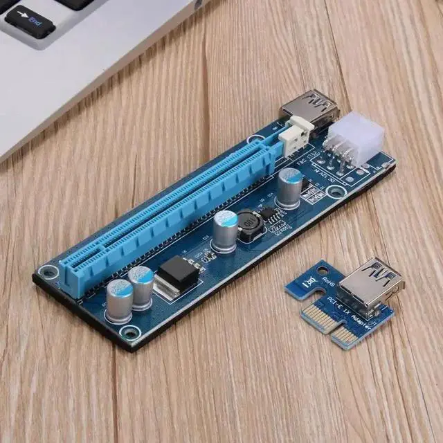 Alt view image 6 of 6 - PCI-E 1x to 16x Mining Machine Extender Riser Adapter with 15Pin-6Pin Cable Riser Card for BTC Miner Mining