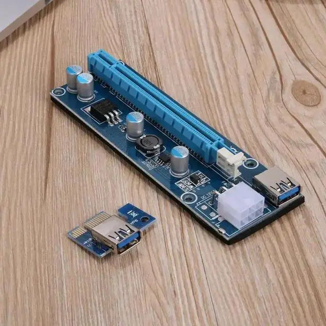Alt view image 5 of 6 - PCI-E 1x to 16x Mining Machine Extender Riser Adapter with 15Pin-6Pin Cable Riser Card for BTC Miner Mining