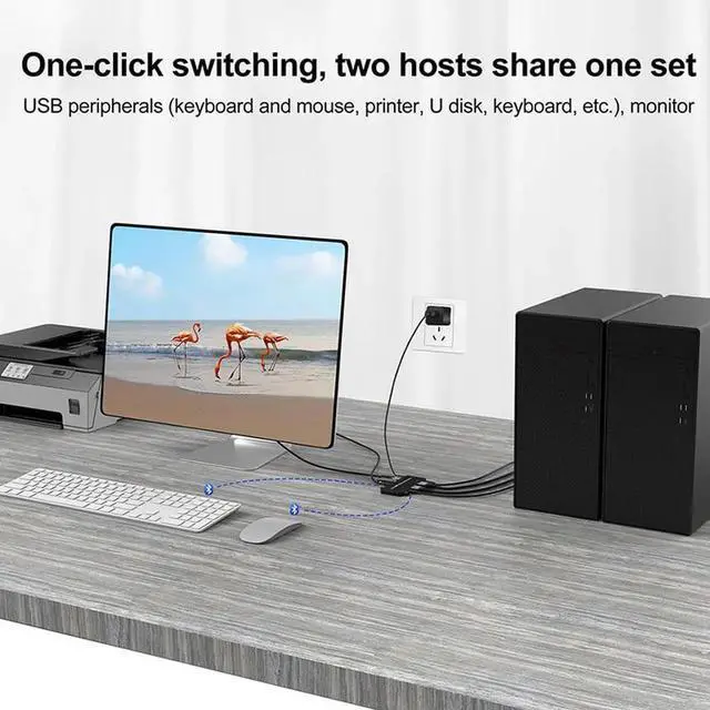 Alt view image 5 of 6 - KVM Switch 8K 60Hz 4K 120Hz 2 in 1 out HDMI-compatible Switches 2*1 HDMI Switcher dual PC With USB 3.0 Cables For Monitor