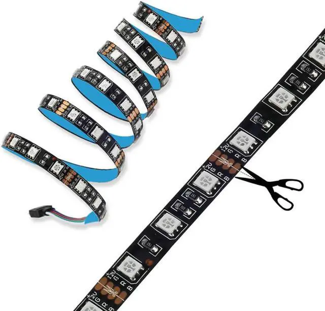 Alt view image 4 of 6 - DC 12V Sata Cable LED Strip Flexible Light 5050 RGB SMD + RF Remote Controller for PC Computer Case Decoration 0.5M
