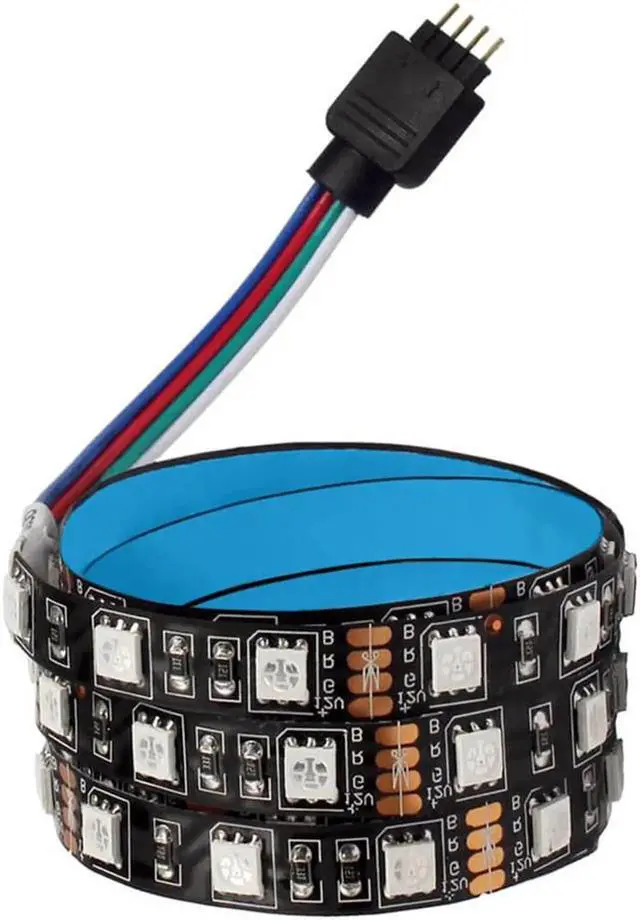 Alt view image 5 of 6 - DC 12V Sata Cable LED Strip Flexible Light 5050 RGB SMD + RF Remote Controller for PC Computer Case Decoration 0.5M