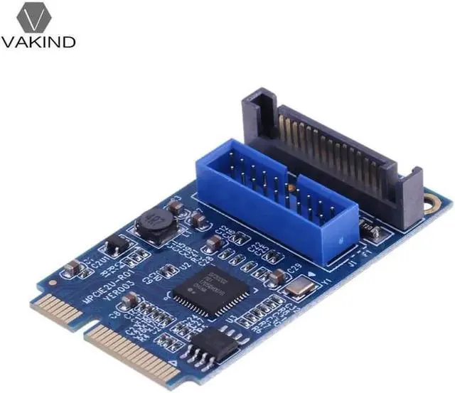 Alt view image 3 of 6 - Mini PCI-E to 19-Pin USB 3.0 5Gbps High-speed transmission Dual SATA USB3.0 Port Expansion Card Adapter Converter for PC
