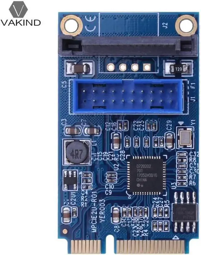 Alt view image 4 of 6 - Mini PCI-E to 19-Pin USB 3.0 5Gbps High-speed transmission Dual SATA USB3.0 Port Expansion Card Adapter Converter for PC