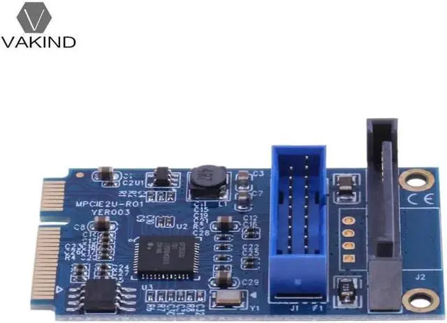 Alt view image 2 of 6 - Mini PCI-E to 19-Pin USB 3.0 5Gbps High-speed transmission Dual SATA USB3.0 Port Expansion Card Adapter Converter for PC