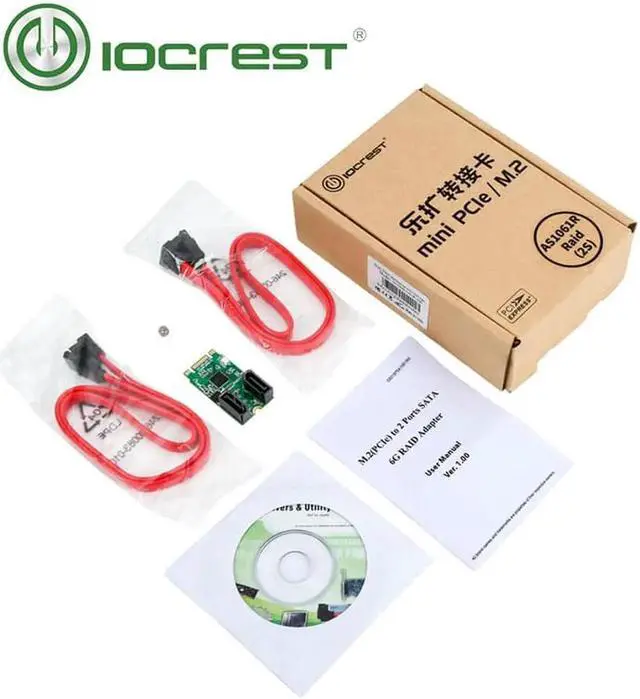 Alt view image 2 of 6 - Aomoproing M.2(pcie ) to 2 Port SATA 6G RAID Adapter Internal M.2 SATA RAID Controller Card