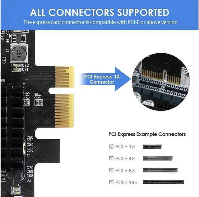 Alt view image 4 of 7 - Aomoproing 4 Port SATA III PCIe 3.0 X1 Controller Card, PCI Express to SATA 3.0 6G, Marvell 88SE9215, Black