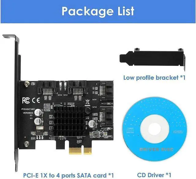 Alt view image 5 of 7 - Aomoproing 4 Port SATA III PCIe 3.0 X1 Controller Card, PCI Express to SATA 3.0 6G, Marvell 88SE9215, Black