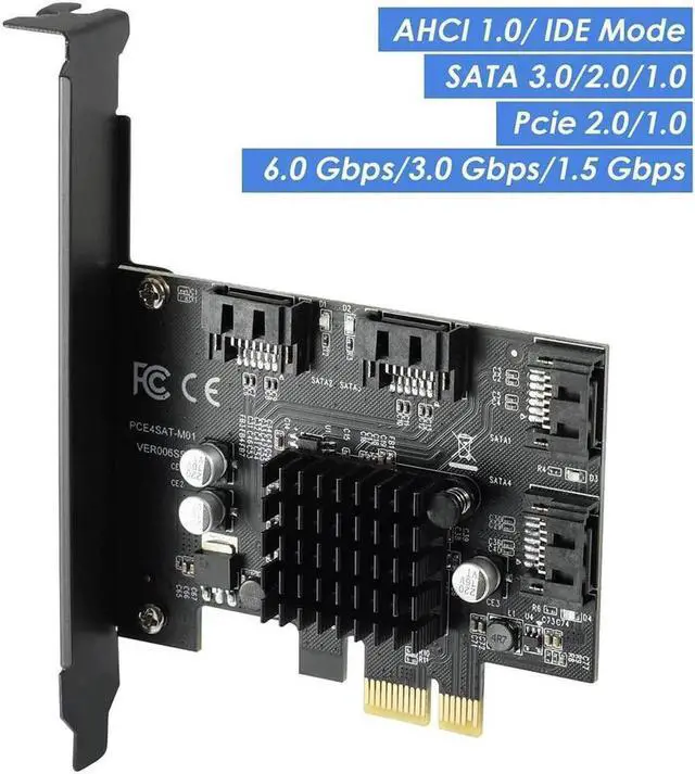 Alt view image 6 of 7 - Aomoproing 4 Port SATA III PCIe 3.0 X1 Controller Card, PCI Express to SATA 3.0 6G, Marvell 88SE9215, Black