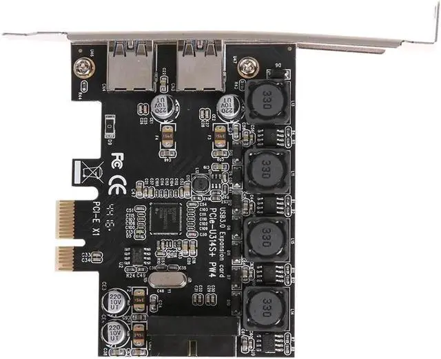 Main image of Black Front Super Speed USB 3.0 PCI-E 2 Port PCI Express Expansion Card 19-Pin Power Connector for Desktops PC