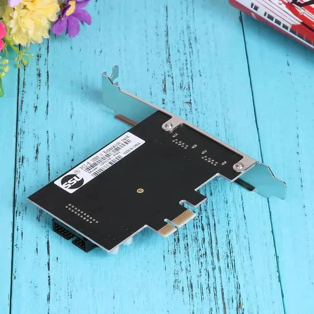 Alt view image 6 of 6 - Black Front Super Speed USB 3.0 PCI-E 2 Port PCI Express Expansion Card 19-Pin Power Connector for Desktops PC
