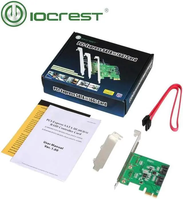 Alt view image 3 of 4 - Aomoproing 2 Port SATA III PCI-e 2.0 x1 RAID Card with Low Profile Bracket