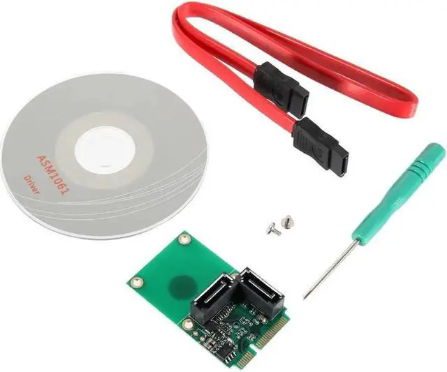 Alt view image 6 of 6 - Aomoproing SATA 6Gbps 2 Ports Mini PCI Express Controller Expansion Card PCI-E to SATA3.0 + 2xSATA3 With Cable