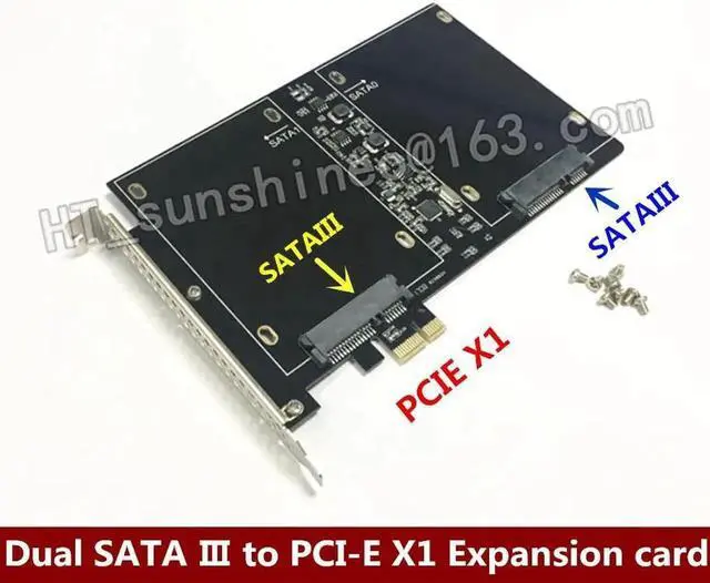 Alt view image 2 of 6 - 1PCS/LOT DB-23561 Dual SATA III to PCI-E X1 Expansion adapter card for Wins XP/ 7 / 8 / 10