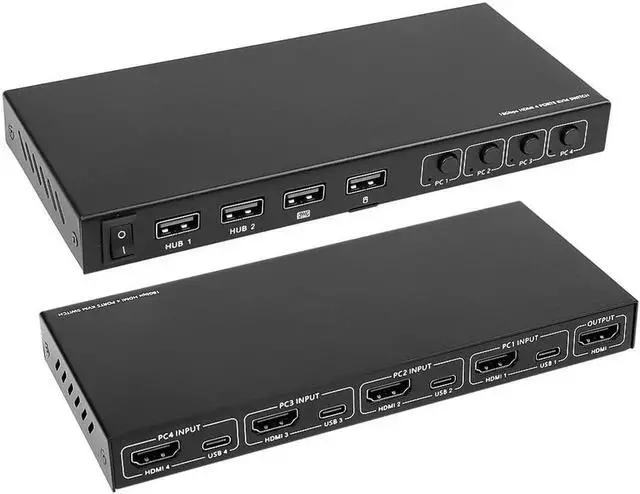 Alt view image 3 of 6 - 4 Ports KVM Switcher 4K HDMI with Type-c Interface USB Sharer Video Display Box Splitter For Printer Monitor Keyboard Mouse PC