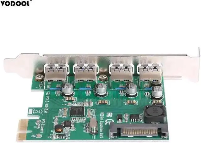 Alt view image 2 of 6 - 4 Port USB 3.0 Expansion Card Desktop PCI-E To USB3.0 5Gb/s Desktop Adapter Card Add On Cards Compatible PCI Slot/X1-X4/X8/X16