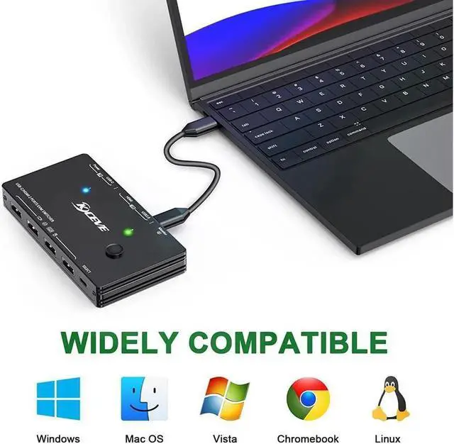 Alt view image 2 of 7 - USB-C HDMI KVM Switch, 2 Ports USB C +HDMI KVM Switcher Support 4K@60Hz for 1 Type-C and 1 HDMI Computer to Share Keyboard Mouse And Monitor, Suppprt 100W PD Fast Charging, Wired Remote included