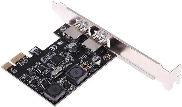 Alt view image 6 of 6 - 2 Port USB 3.0 5Gb/s PCI-Express X1 PCI-E x1/x4/x8/x16 Host Controller Card Adapter with CD Driver for Computer