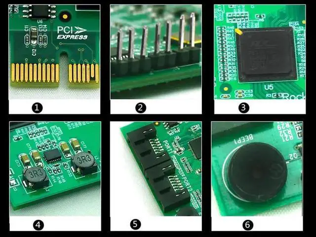 Alt view image 4 of 6 - Aomoproing 2 Port SATA3.0 PCI-e Controller Card PCI Express to Internal SATA 6Gb Multiplier
