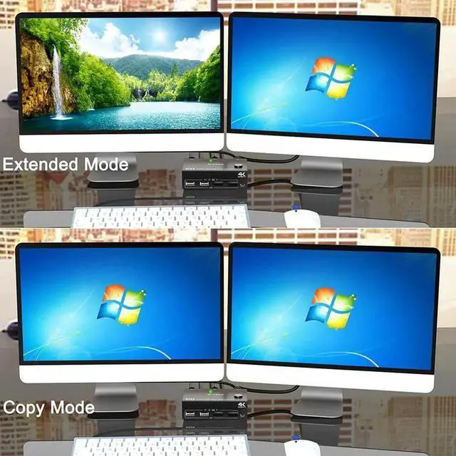 Alt view image 5 of 6 - 4k@60Hz Game switch Multi-function Docking Type-c KVM switcher Splitter Adapter 2 Ports DP+HDMI KVM Swith Dual Display USB HUB